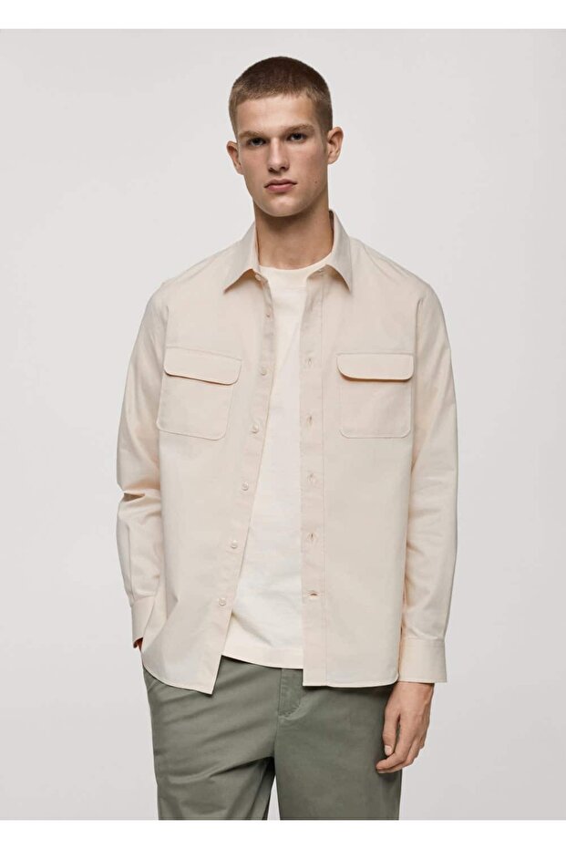 Cepli pamuklu gömlek ceket - 1