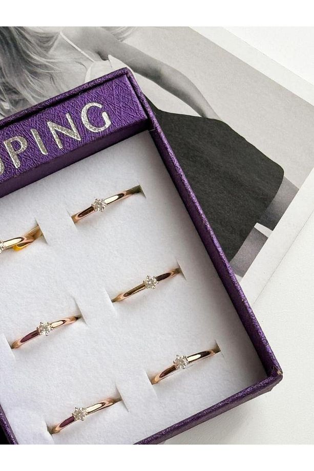 Xuping Gold Zirkon Taşlı Minimal Numaralı Yüzük (17 Numara) - 6