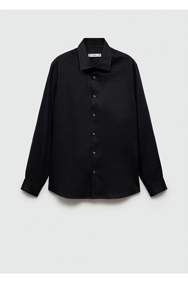 %100 keten regular kesim gömlek - 3