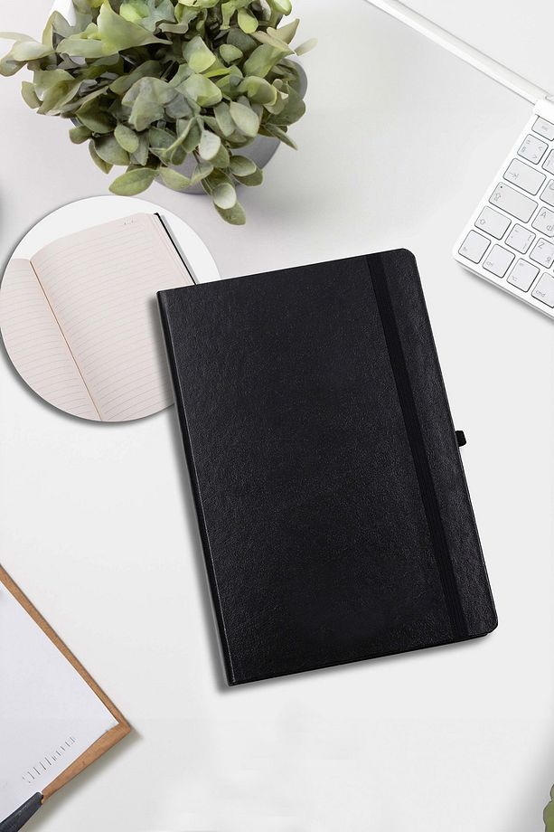Siyah Defter & Siyah Tükenmez Kalem & Not Tutucu & Siyah Mat Kupa & Magnetik Kum Saati Hediye Seti - 2