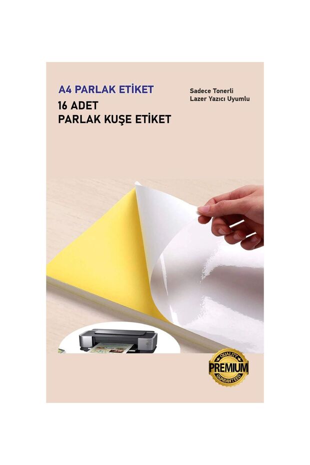 A4 16 Adet Yapışkanlı Parlak Kuşe Etiket Sticker - 2