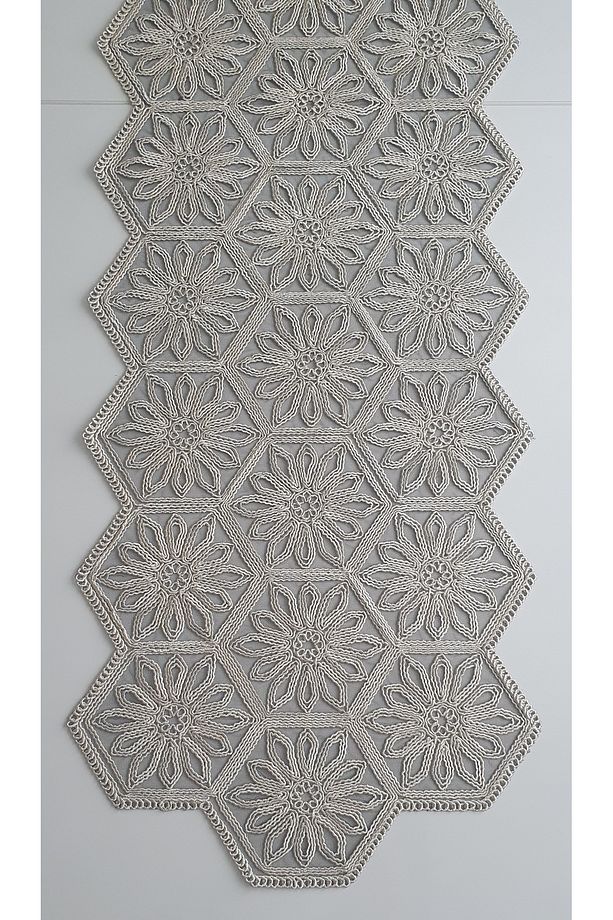 Anglez Kordon Simli Altıköşe Runner(38×130cm) - 4