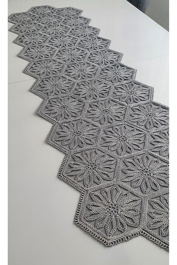 Anglez Kordon Simli Altıköşe Runner(38×130cm) - 2