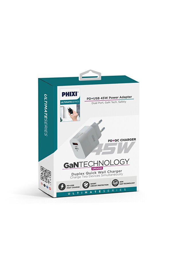 PHİXİ ULTİMATE UPD4145 45W PD ÇİFT ÇIKIŞLI HIZLI ŞARJ ADAPTÖR - 2