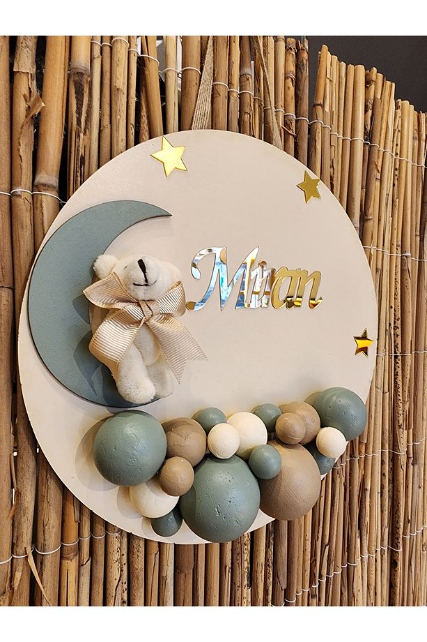 Bubble Ayıcıklı Bebek Kapı ve Duvar Süsü - İstediğiniz isim yazılır - 1