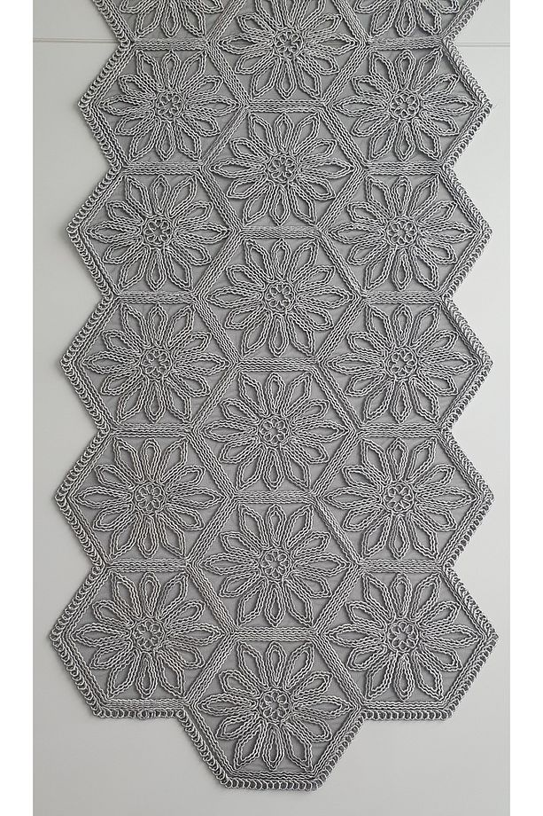 Anglez Kordon Simli Altıköşe Runner(38×130cm) - 4