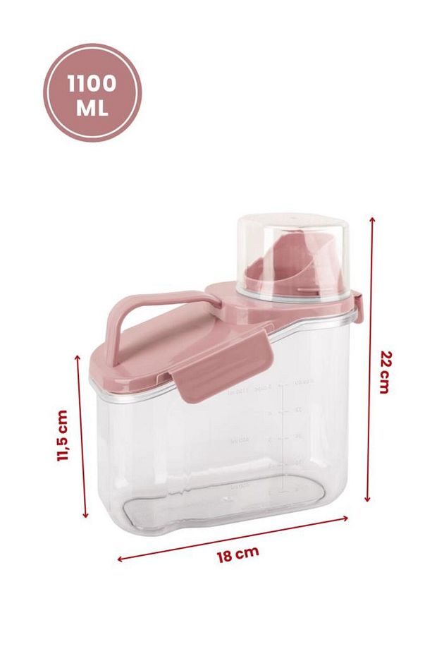 Çok Fonksiyonlu Un, Bakliyat, Deterjan Saklama Kabı (Contalı Sızdırmaz) 1100 ml 3'lü Set - 2