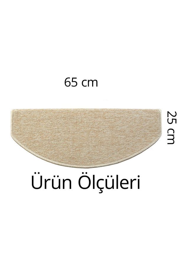 Oval Bukle Halıdan Alınlıklı Basamak Ve Merdiven Paspası 16'lı - Bej - 3