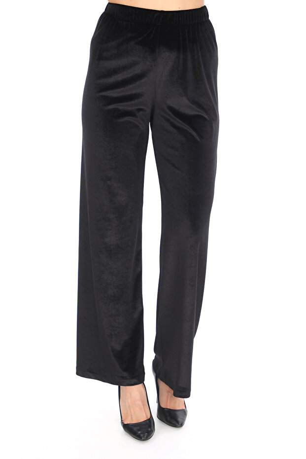 طقم بنطال بلوزة بحزام مخملي بياقة مزدوجة الصدر فاخرة - 5