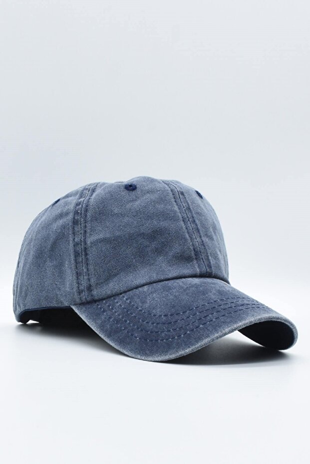 المتعثرة النسيج القطن الأزرق الداكن قبعة المرأة