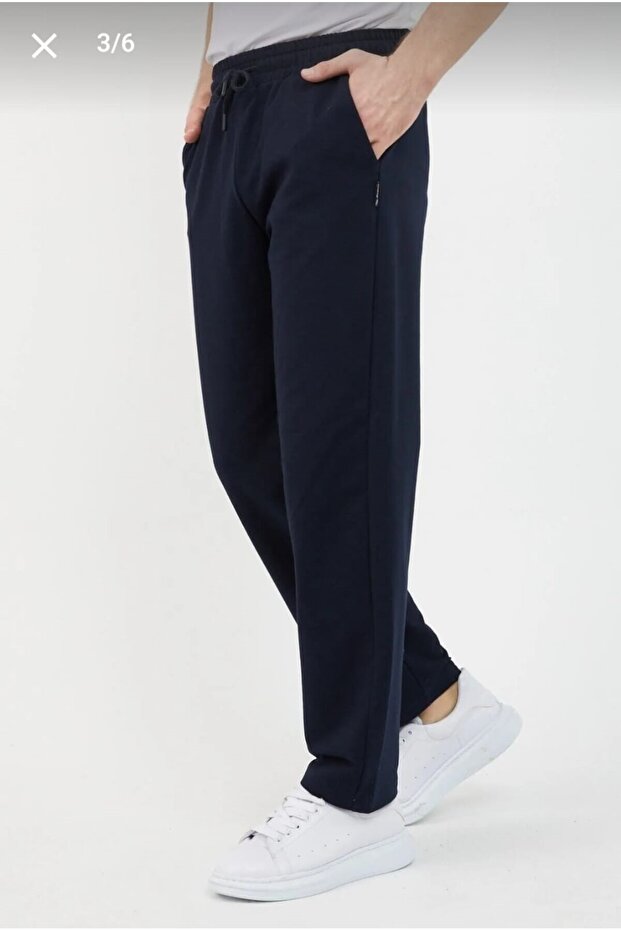 Navy Blue Baggy Fit Straight Leg Sweatpants