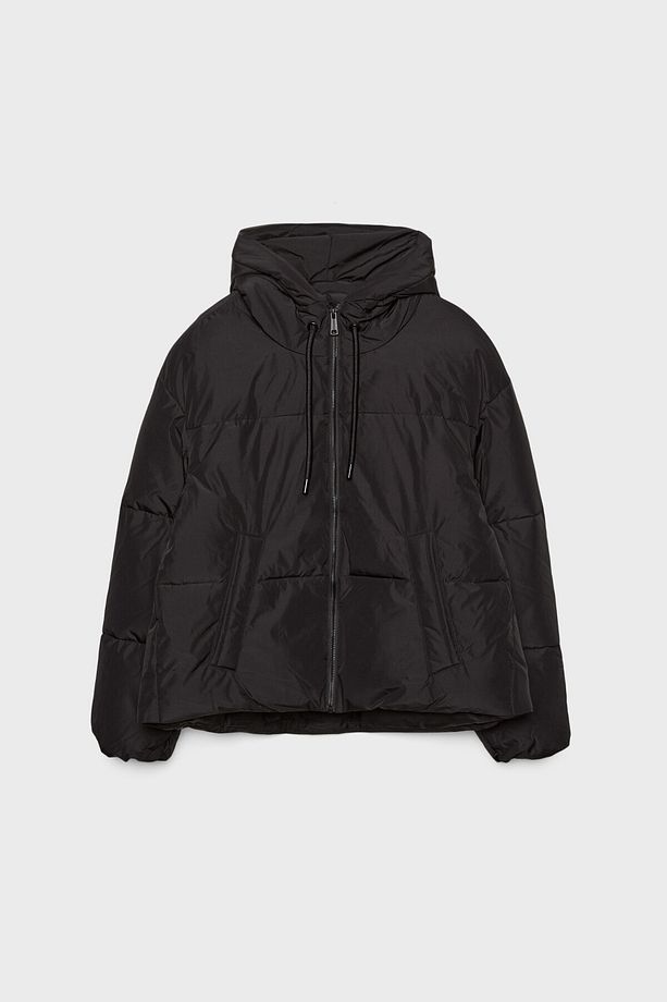 Kapüşonlu oversize şişme mont - 5