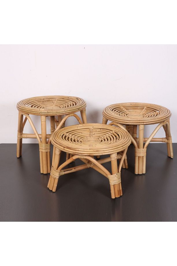 YUMRU DOĞAL KUBU RATTAN 40x30 Sehpa & Tabure - 5
