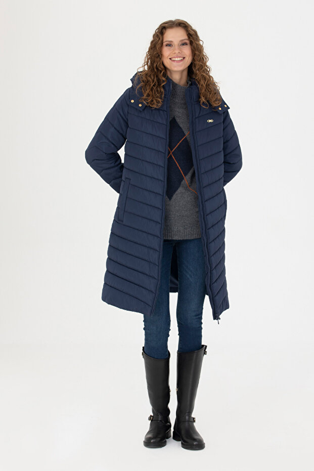 Women's Navy Blue Coat 50271096-Vr033
