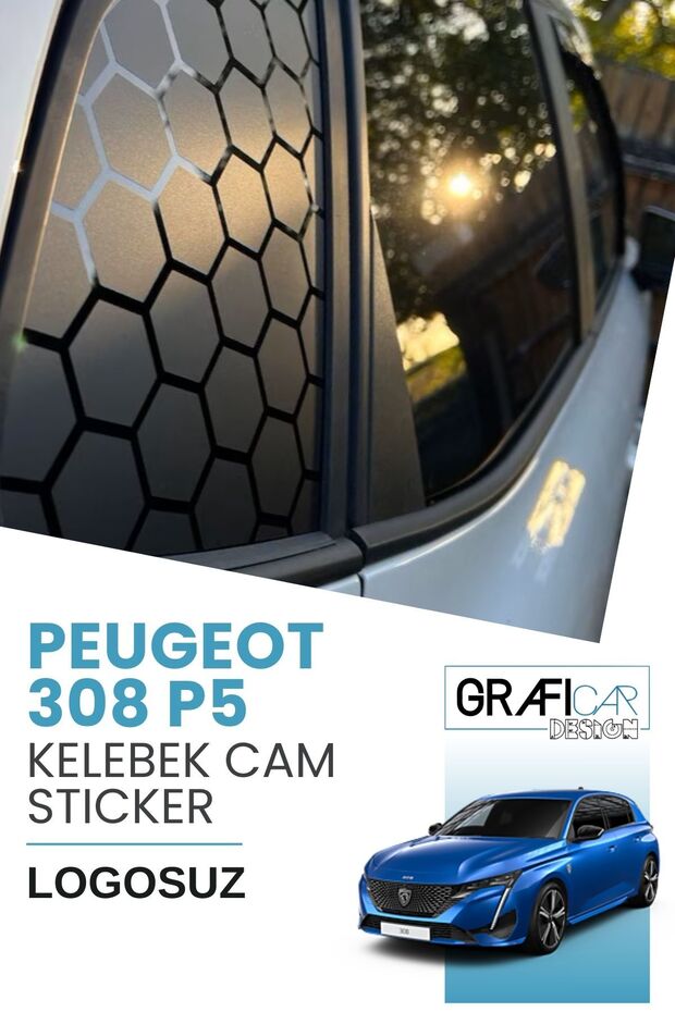 Peugeot 308/ P5 Compatible Butterfly Glass Sticker Set - Flat Without Logo Compatible All Model Years