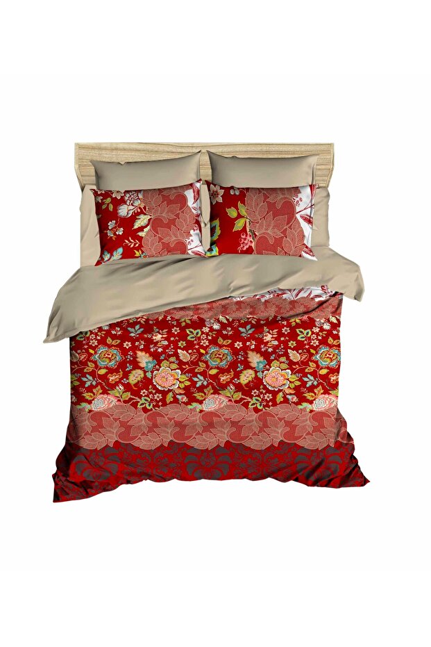 Floral Embroidery Patterned Digital Double Duvet Cover Set