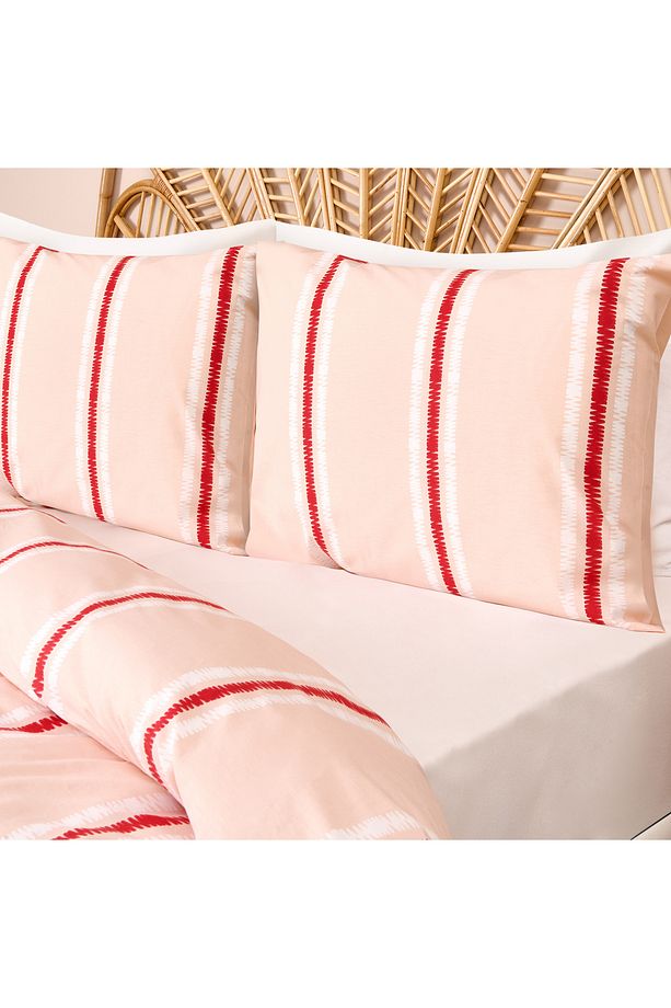 Soft Strisce Çift Kişilik Nevresim Takımı - Taş / Kiremit - 2
