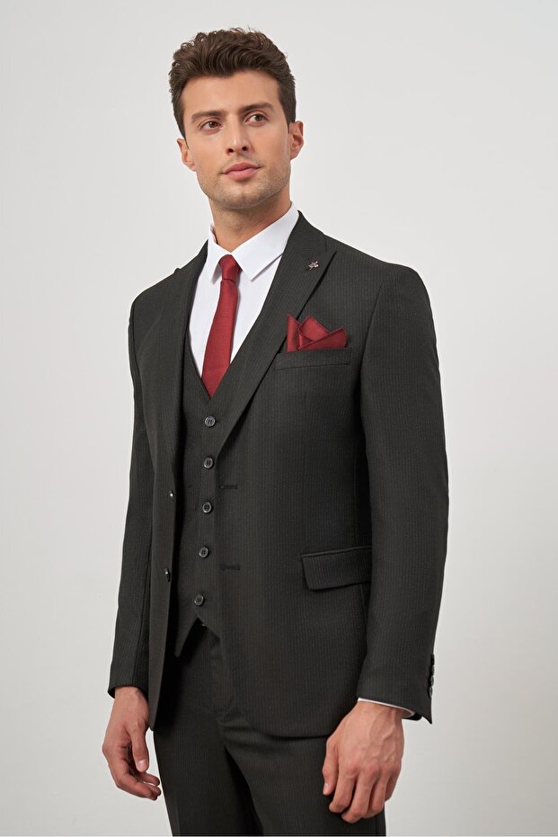 Black Sword Collar Vest 6 Drop Slim Fit Classic Suit 1001245153