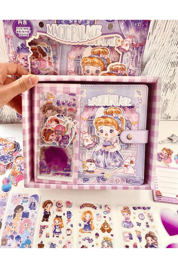 Tatlı Kız ve Tatlı Dostları Lila Kutu Dopdolu Binder Defter Hediye Seti Kutu Set Notebook - 2
