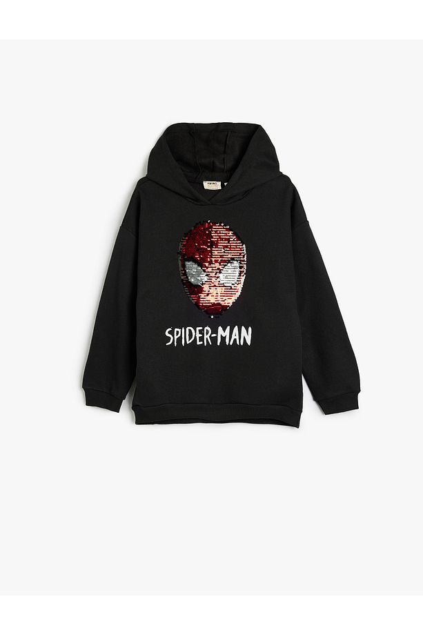 Örümcek Adam Kapşonlu Sweatshirt Pullu Payetli Lisanslı Uzun Kollu - 3