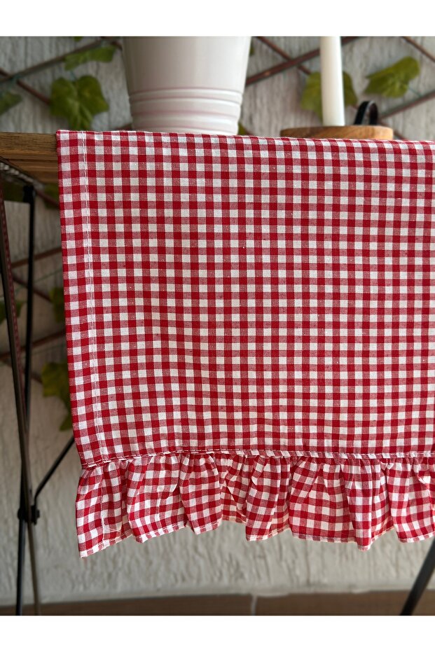 Red Mini Gingham Linen Runner - 3