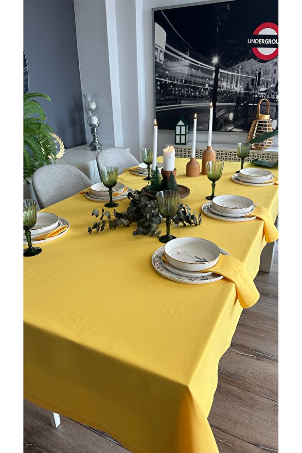Aura Yellow Tablecloth