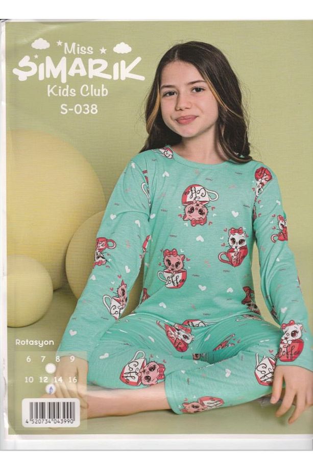 S-038 Kız Çocuk Uzun Kollu Pijama Takımı - 1