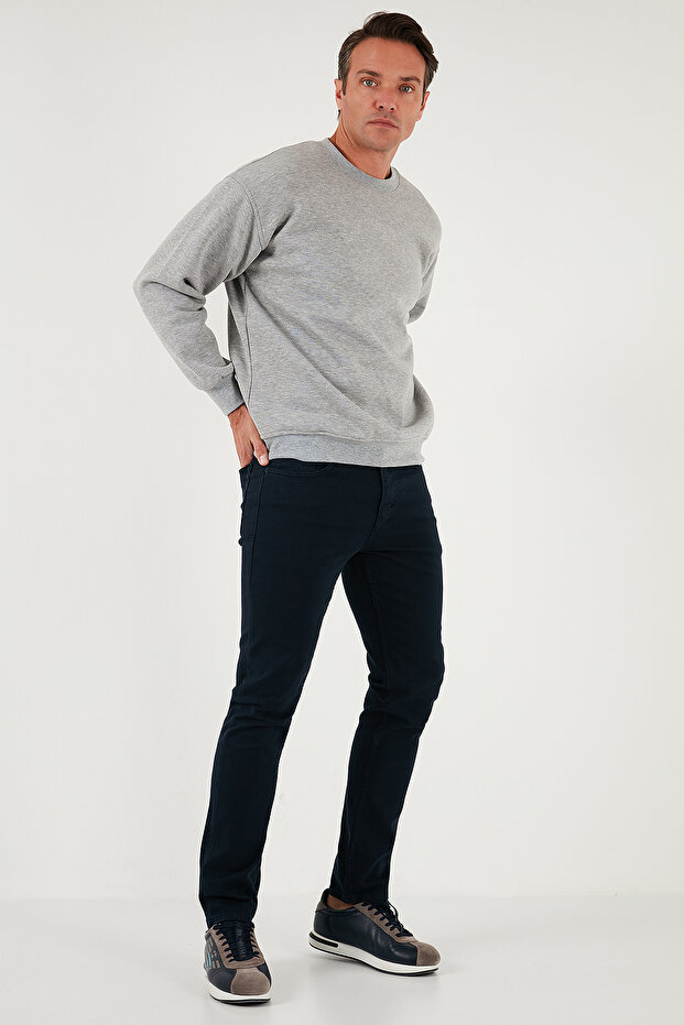 Stretch Cotton Regular Fit Normal Waist Straight Leg Trousers Men's Pants 674002