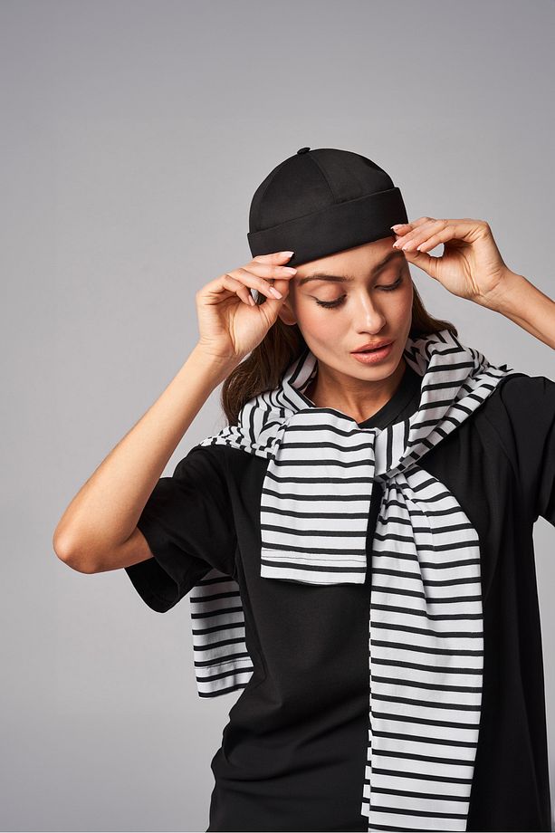 Hiphop Skullcap Sipersiz Şapka Unisex Gabardin Cırtlı Siyah Bere OSFA - Astarlı - %100 Pamuk - 4