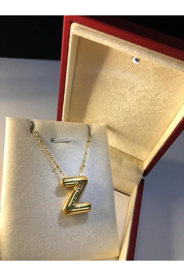 Balloon z letter necklace stainless steel yellow color • in illuminated box • for lover • for wife • for mother necklace