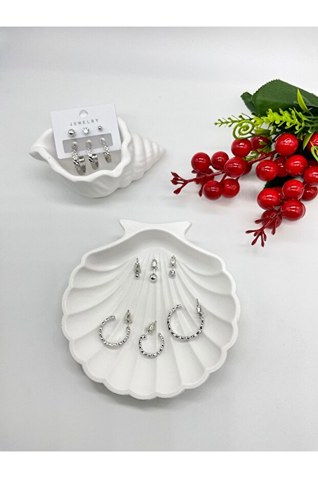 Kadın Çelik Set Küpe - 4