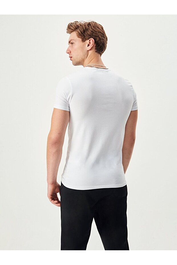 Tricou Basic Slim Fit alb - 3