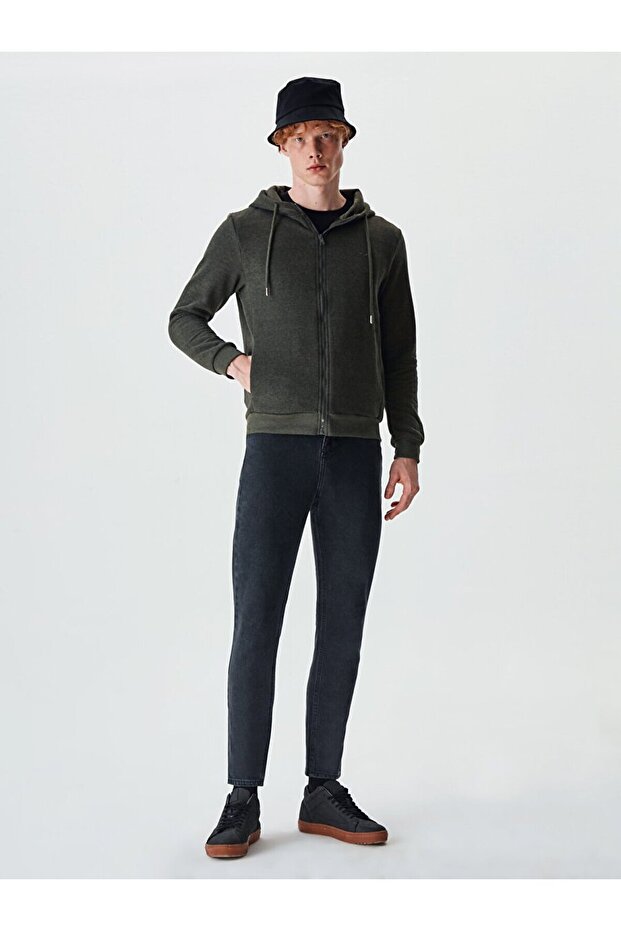 Men's Hooded Cardigan - Danıka Khaki