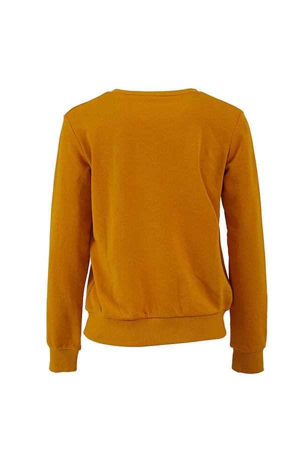 Yuvarlak Yaka Logolu Sarı Sweatshırt - 2