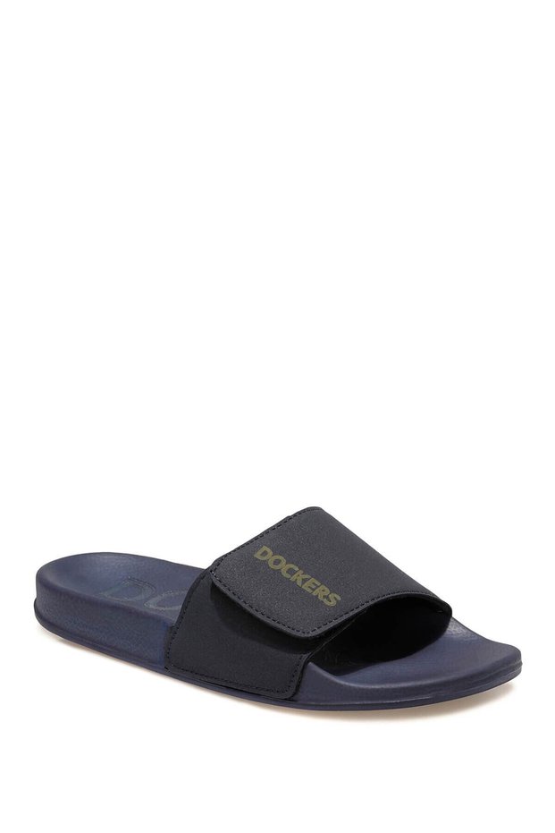 Men's Black Color Single Band Velcro Slippers226324