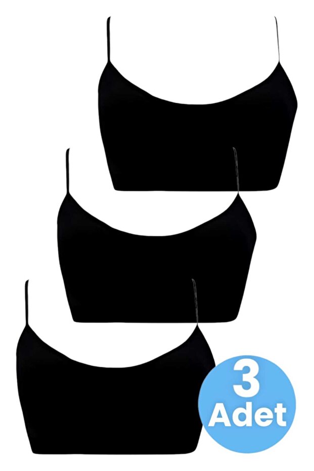 Girl's 3-Padded Cotton Thin Strap Bustier Daily Practice Bra