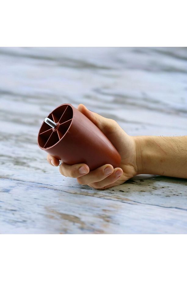 4 Adet Vidalı (M8 INCE DİŞ) 12 Cm (KAHVE) Plastik Mobilya Yükseltici Koltuk Kanepe Ayağı Ayakları - 8