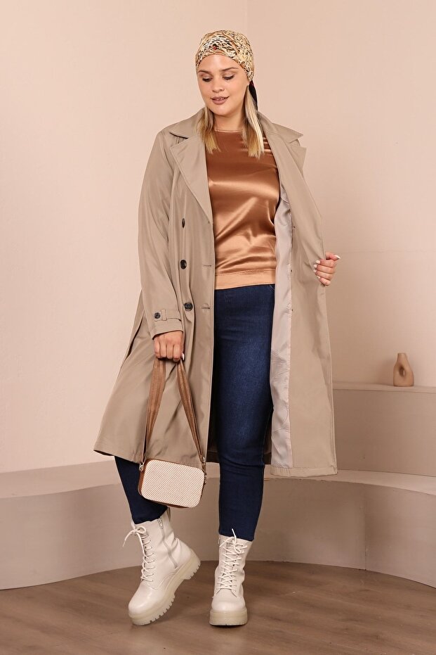 Γυναικεία Hijab Trenckot μεγάλου μεγέθους Hijab Trenc με επένδυση από πέτρα - 6