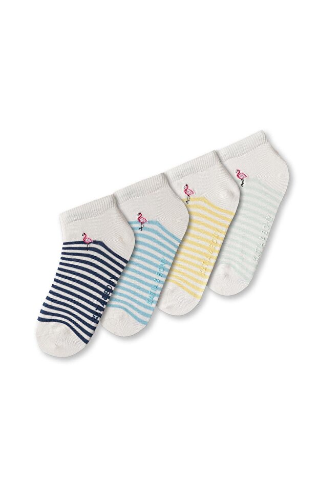 Pack of 4 Women's Flamingo Patterned Step Socks