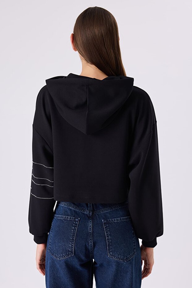 FVR taşlı kapşonlu örme bluz - 2