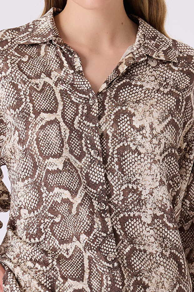 Desenli viskon gömlek - 4