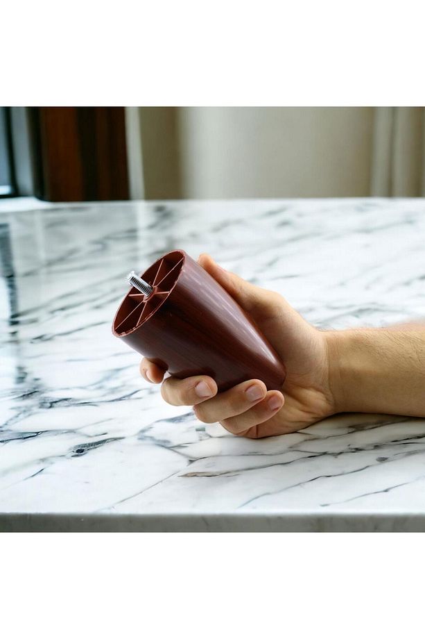 4 Adet Vidalı (M8 INCE DİŞ) 12 Cm (CEVİZ) Plastik Mobilya Yükseltici Koltuk Kanepe Ayağı Ayakları - 6