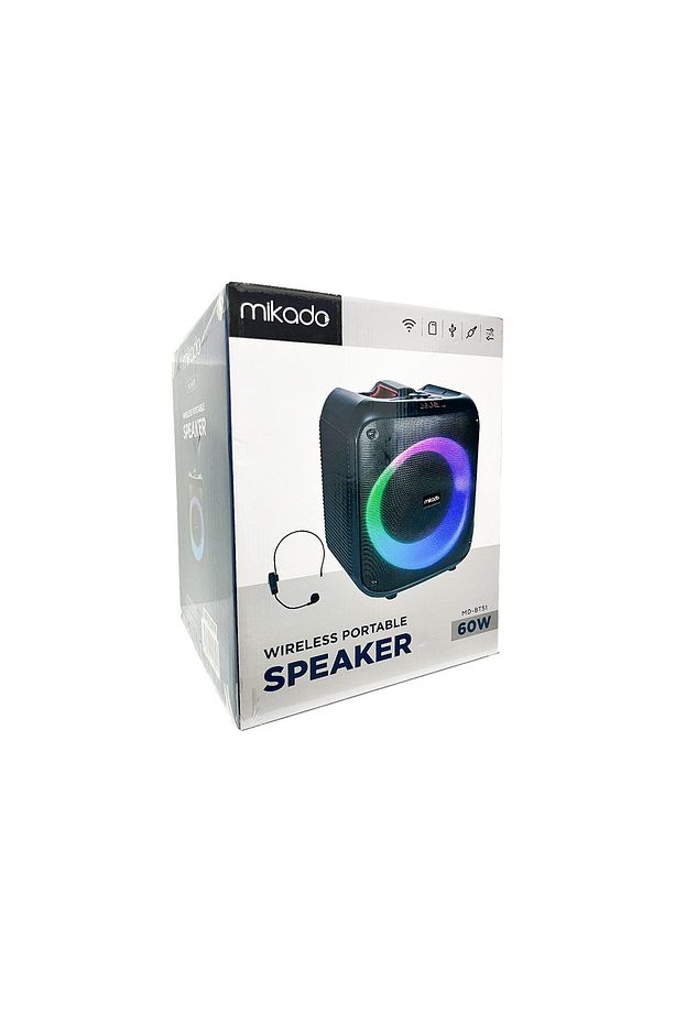 MD-BT51 BOMBIX 60W BT/USB/TF/TWS Led Işıklı Kafa Mikrofonlu Toplantı-Parti Hoparlörü - 8