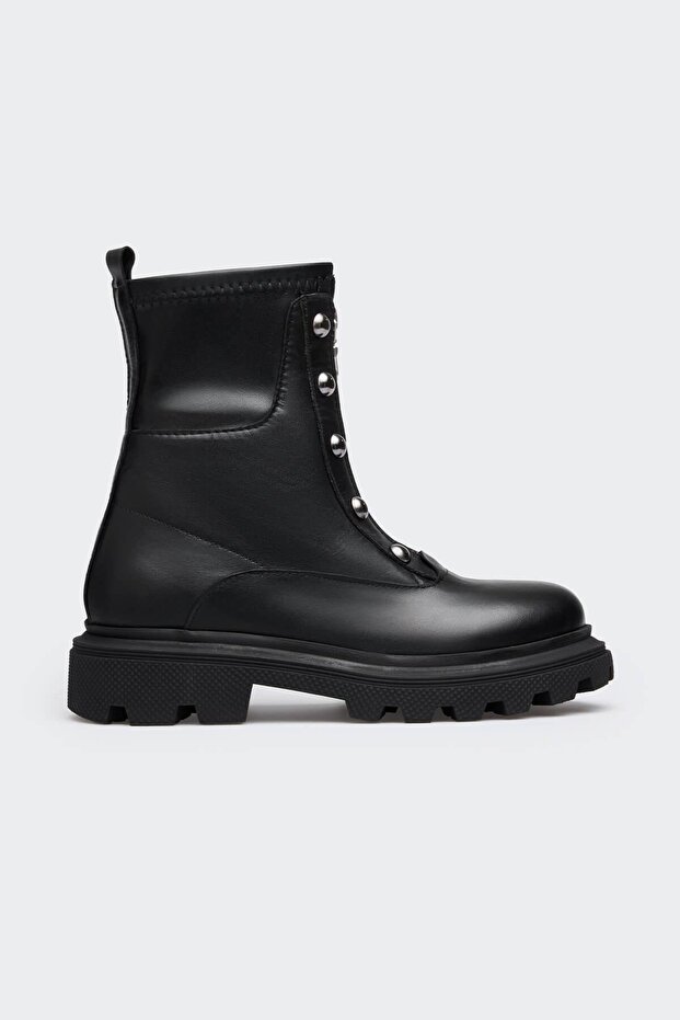 Coll Siyah Deri Kadın Bot - 1