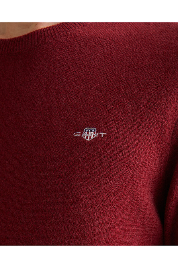 Erkek Bordo Regular Fit Bisiklet Yaka Yün Kazak - 5