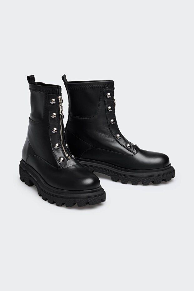 Coll Siyah Deri Kadın Bot - 2