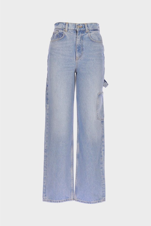 Diana Light Blue High Waist Cargo Pocket Patty Zippered Jean Trousers C 4517-114