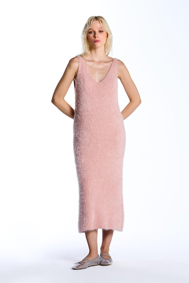 Pembe Triko Elbise - 3