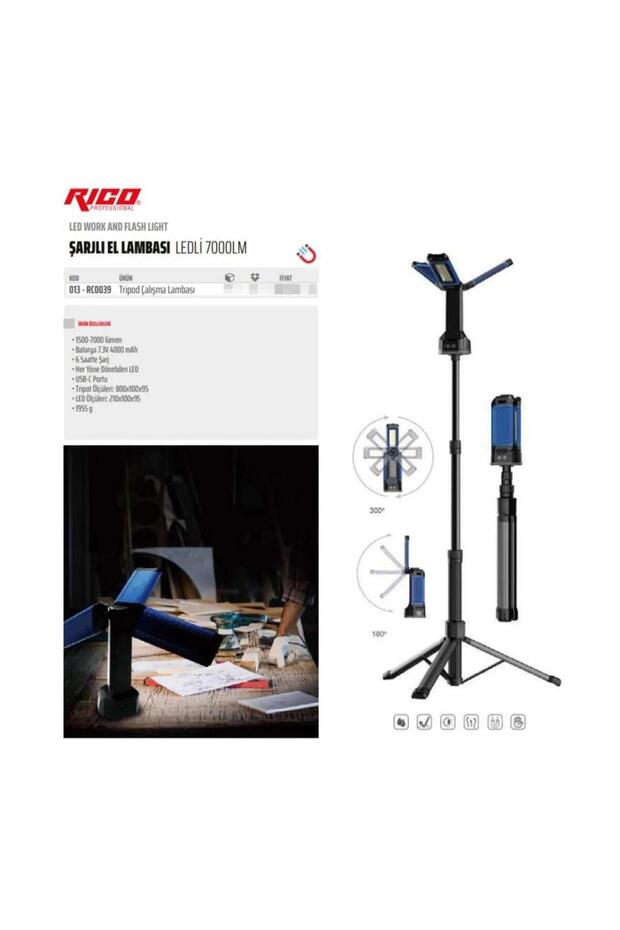 013-rc0039 Tripodlu Şarjlı Led Çalışma Lambası - 4