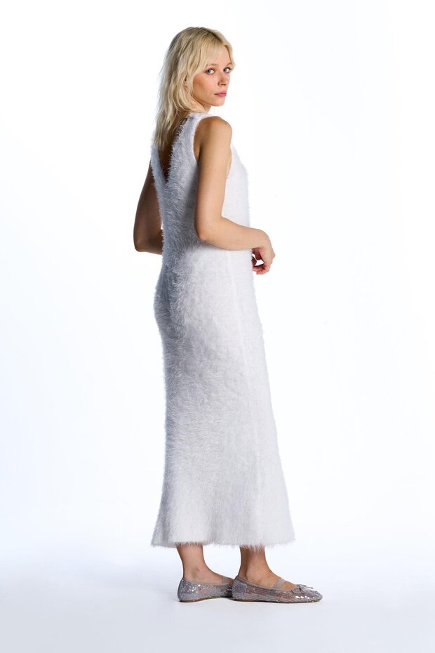 Ekru Triko Elbise - 2